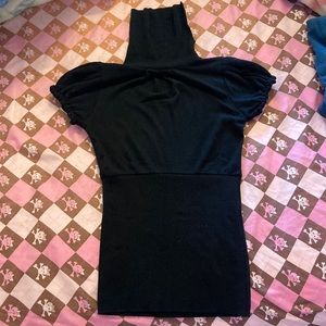 Black Turtleneck Short Sleeve Top Size Small